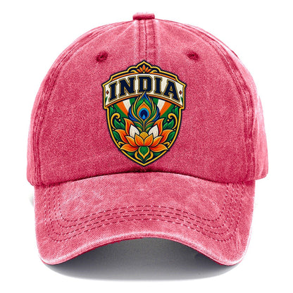 India Retro Badge Country Logos Classic Cap – Pomegranate Blush
