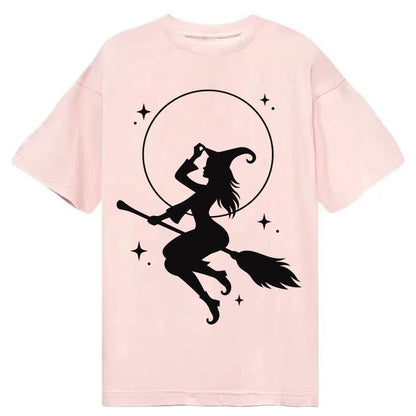 Witch On Broom Classic T-shirt – Pink