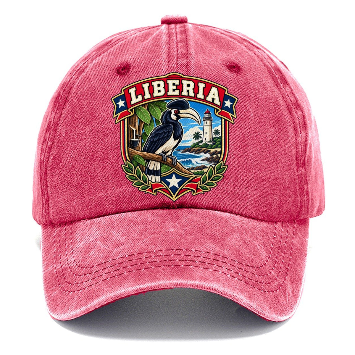 Liberia Retro Badge Country Logos Classic Cap – Pomegranate Blush