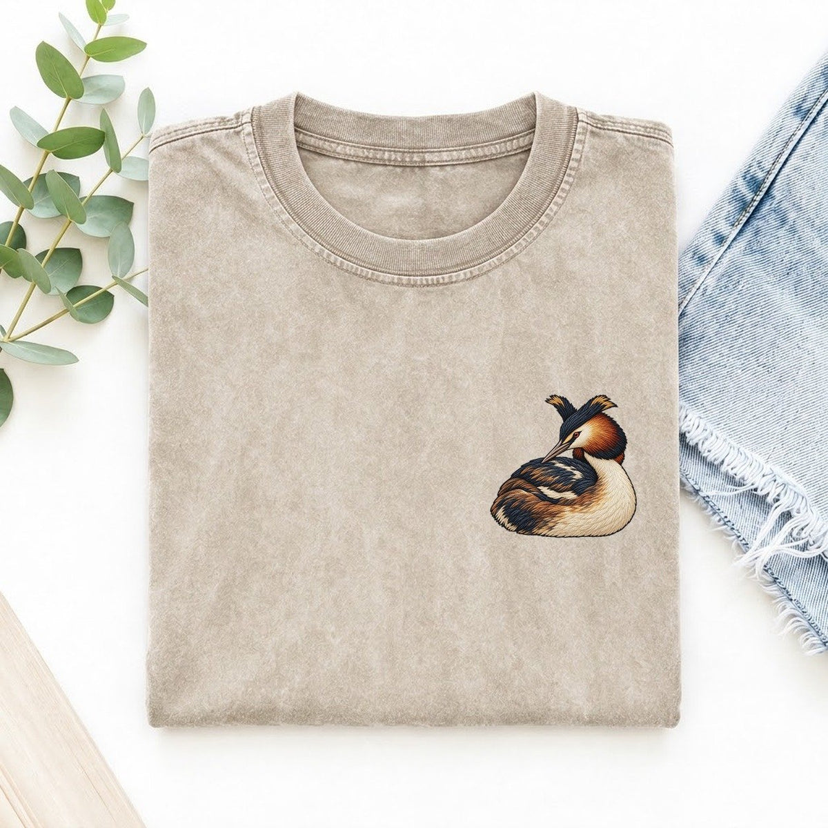 Grebe Collar Turn Left Chest Thread Signatures II Left Chest Vintage T-shirt – Off White