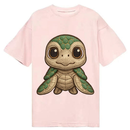 Baby Green Sea Turtle Emerald Shell Large Innocent Brown Eye Classic T-shirt – Pink