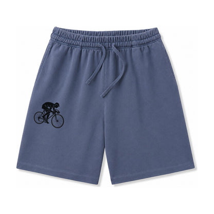 Cyclist Sprinting In Racing Position Washed Shorts – Navy Blue
