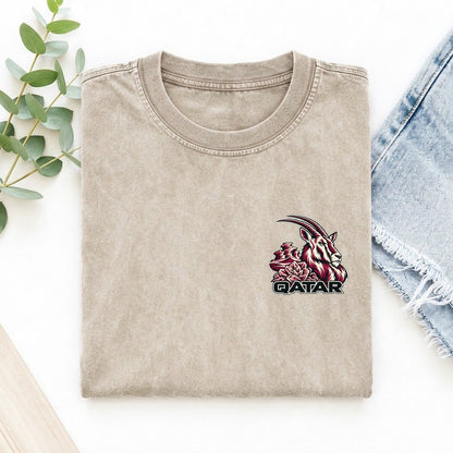 Qatar Country Pride Left Chest Vintage T-shirt – Off White