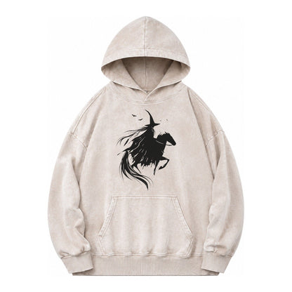Witch On Horse Vintage Washed Hoodie – Off White