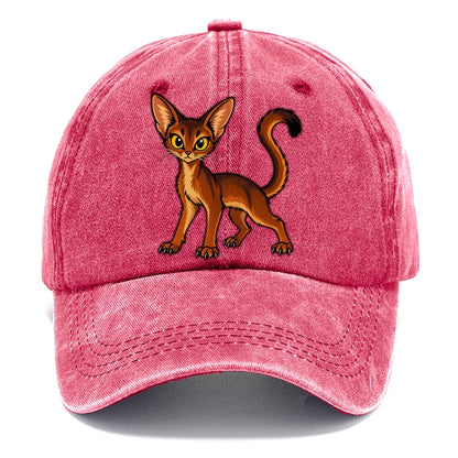 Abyssinian Alert Peeking Cats Classic Cap – Pomegranate Blush
