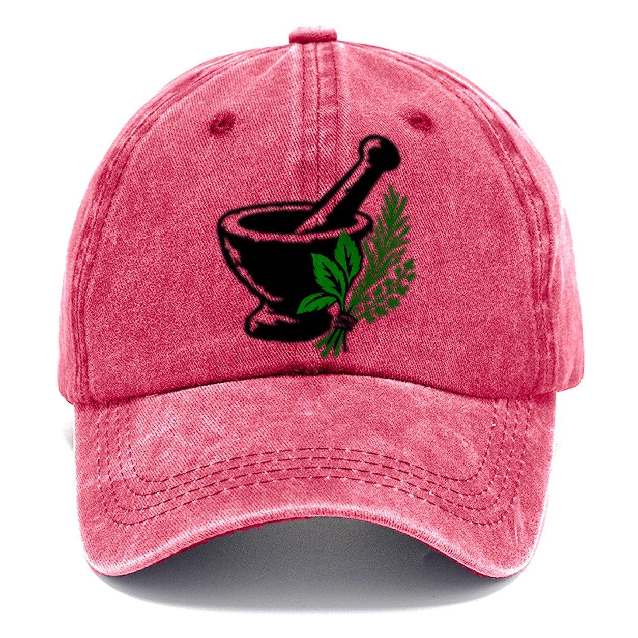 Mortar And Pestle With Herbs Witch Magic Classic Cap – Pomegranate Blush