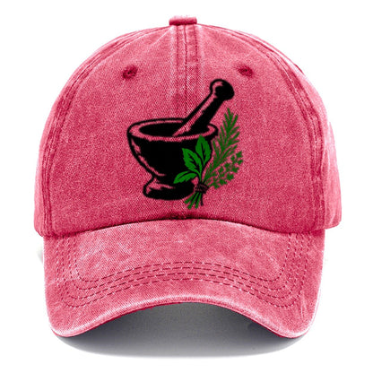 Mortar And Pestle With Herbs Witch Magic Classic Cap – Pomegranate Blush