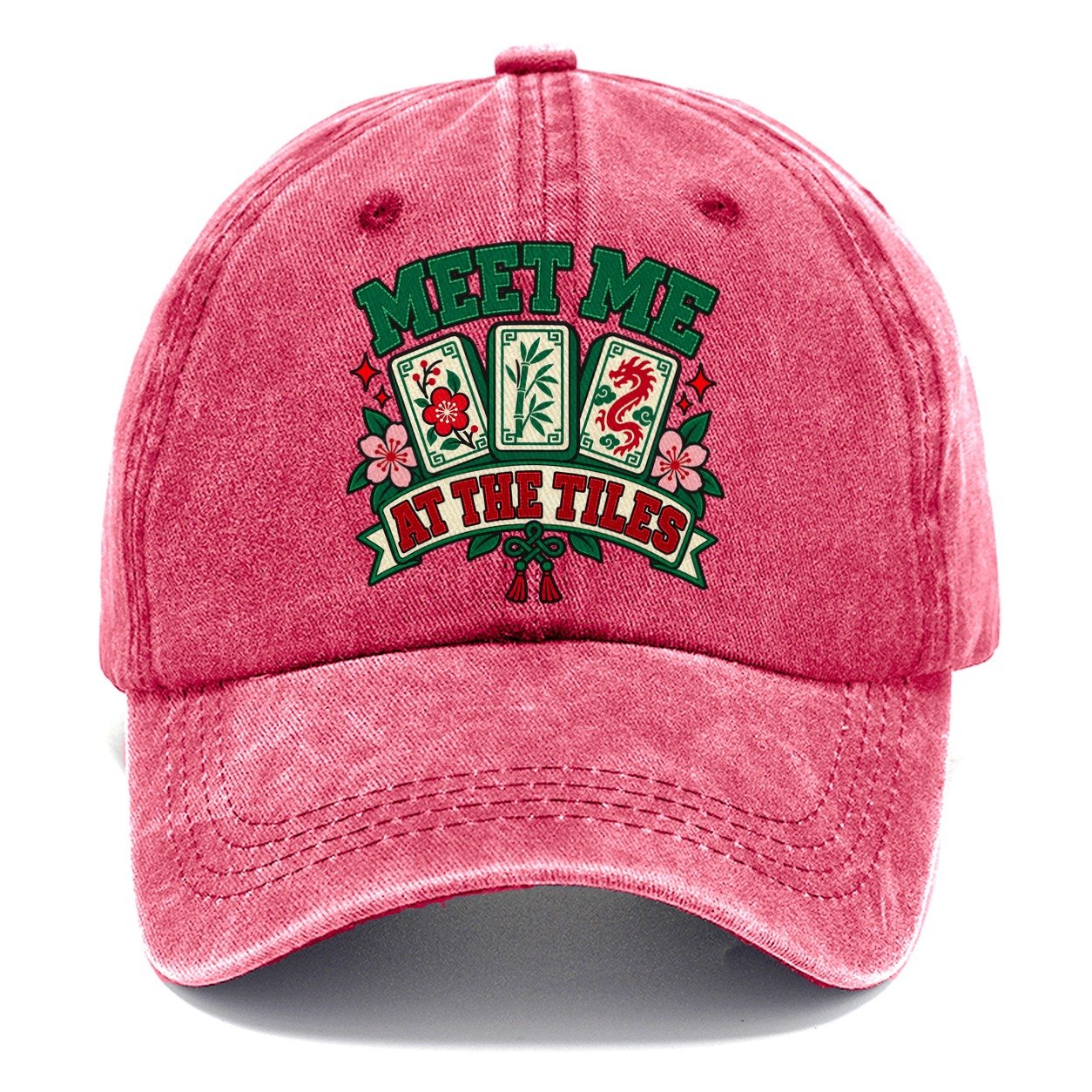 Meet Me At The Tiles Mahjong Game Night Classic Cap – Pomegranate Blush