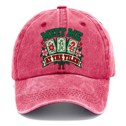 Meet Me At The Tiles Mahjong Game Night Classic Cap – Pomegranate Blush