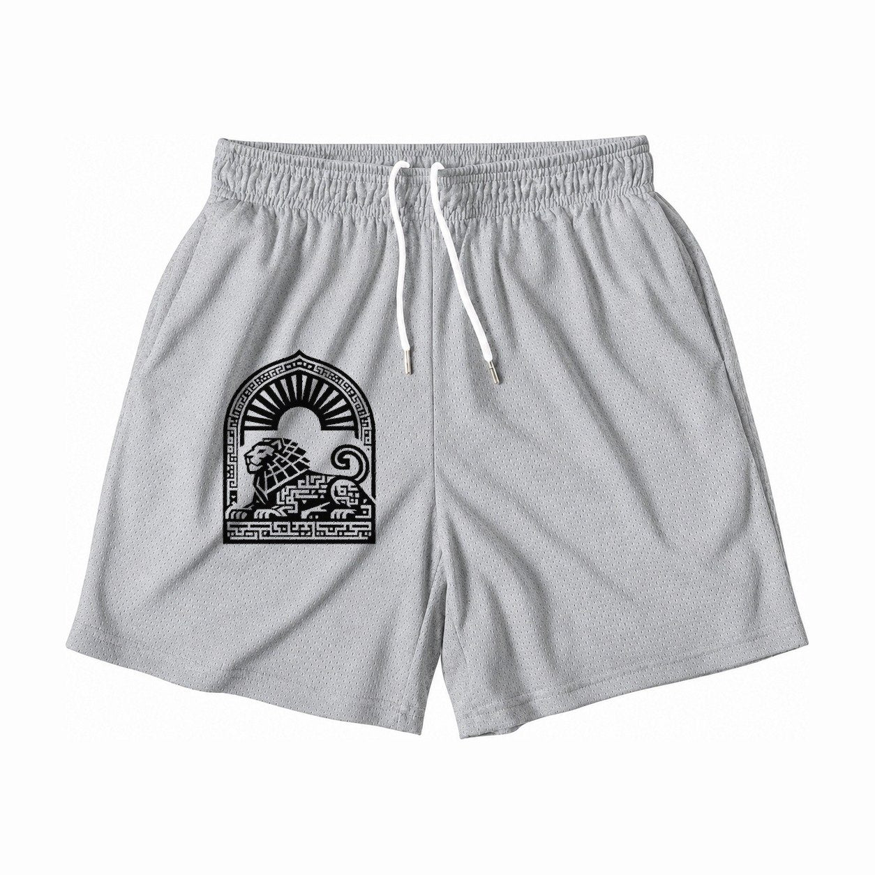 Persian Lion Arch Mesh Shorts – Grey