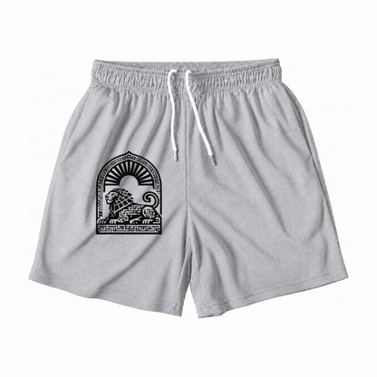 Persian Lion Arch Mesh Shorts – Grey