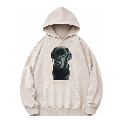 Black Labrador Vintage Washed Hoodie – Off White