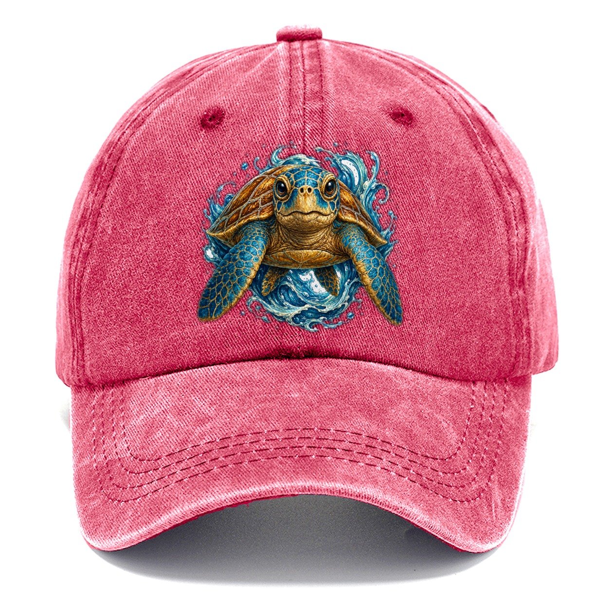 Ornate Sea Turtle Waves Classic Cap – Pomegranate Blush