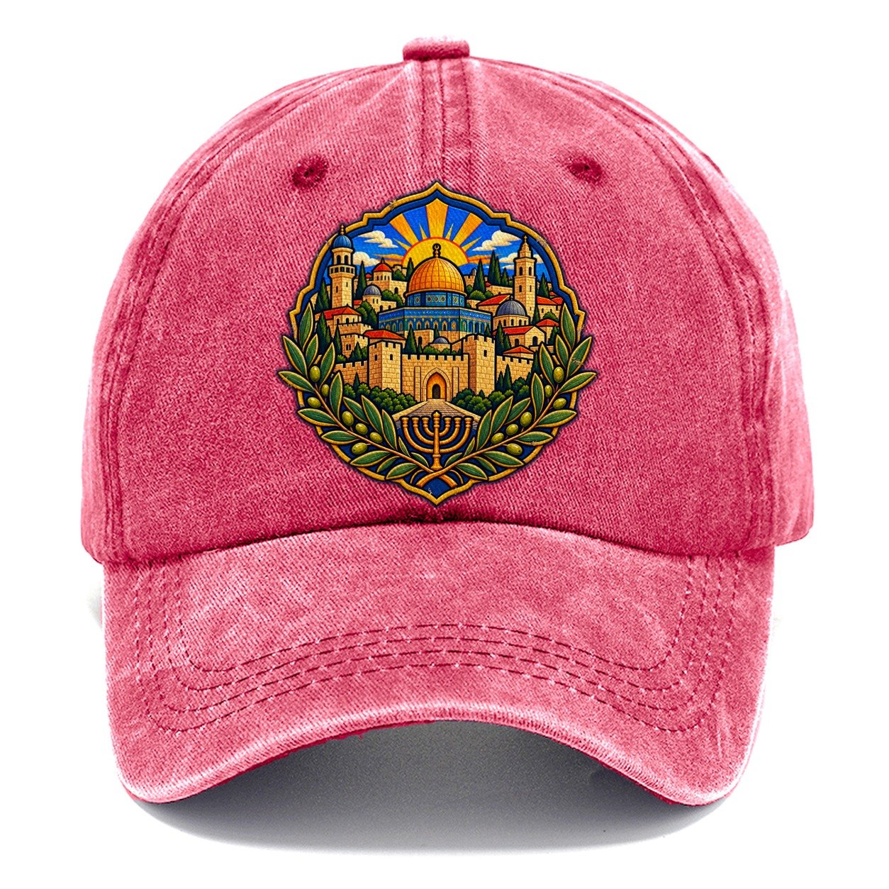 Old City Skyline Jerusalem Classic Cap – Pomegranate Blush