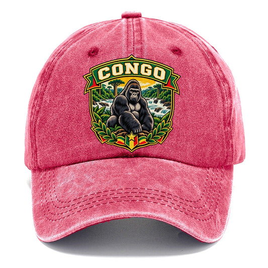 Congo Retro Badge Country Logos Classic Cap – Pomegranate Blush