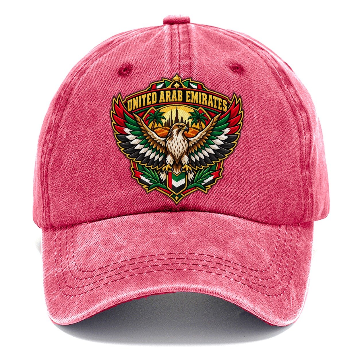 United Arab Emirates Retro Badge Country Logos Classic Cap – Pomegranate Blush