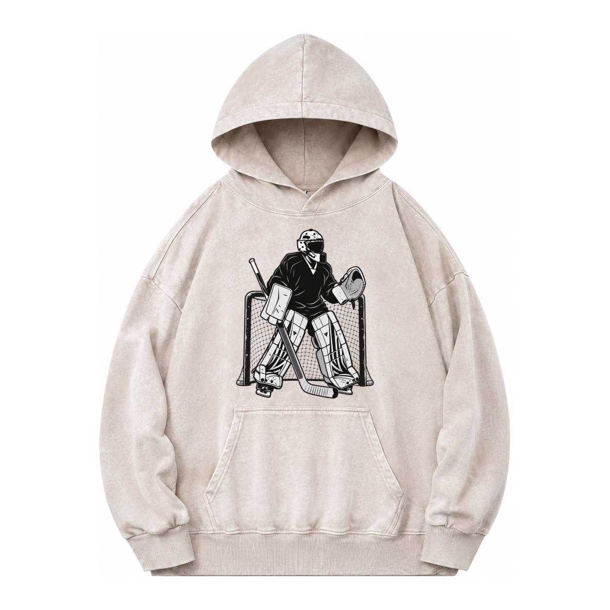 Hockey Goalie Vintage Washed Hoodie – Off White