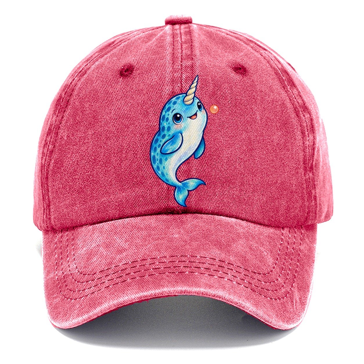 Narwhal Upward Swim Sea Sprite Classic Cap – Pomegranate Blush