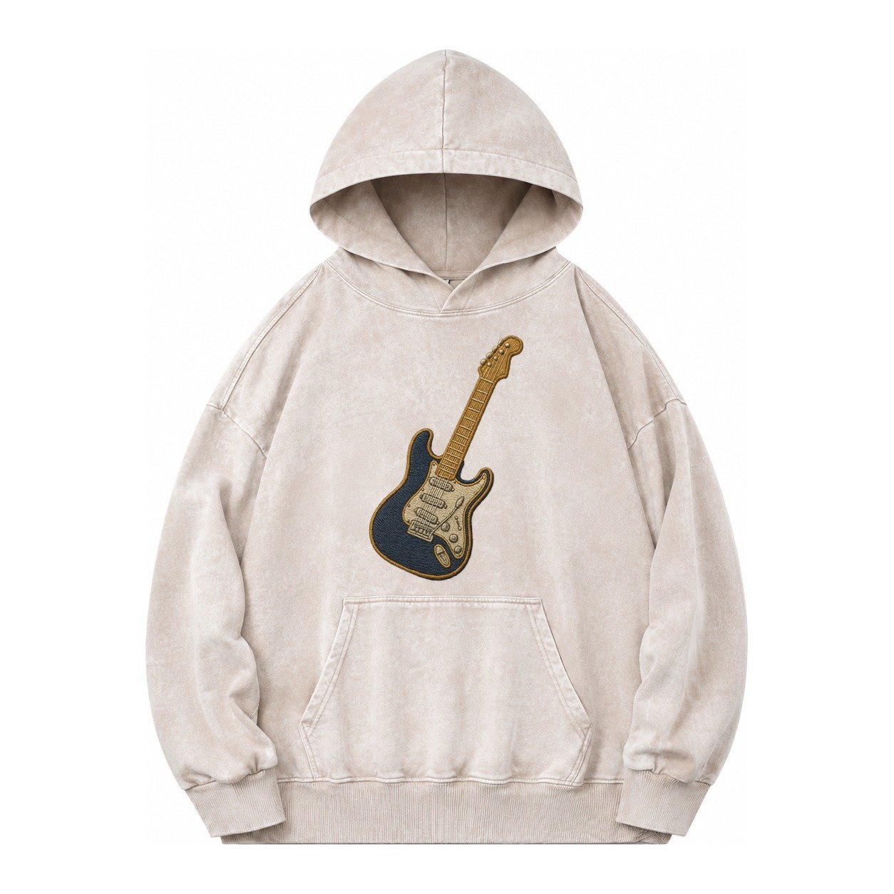 Electric Guitar Vintage Washed Hoodie – Off White