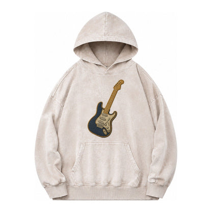 Electric Guitar Vintage Washed Hoodie – Off White