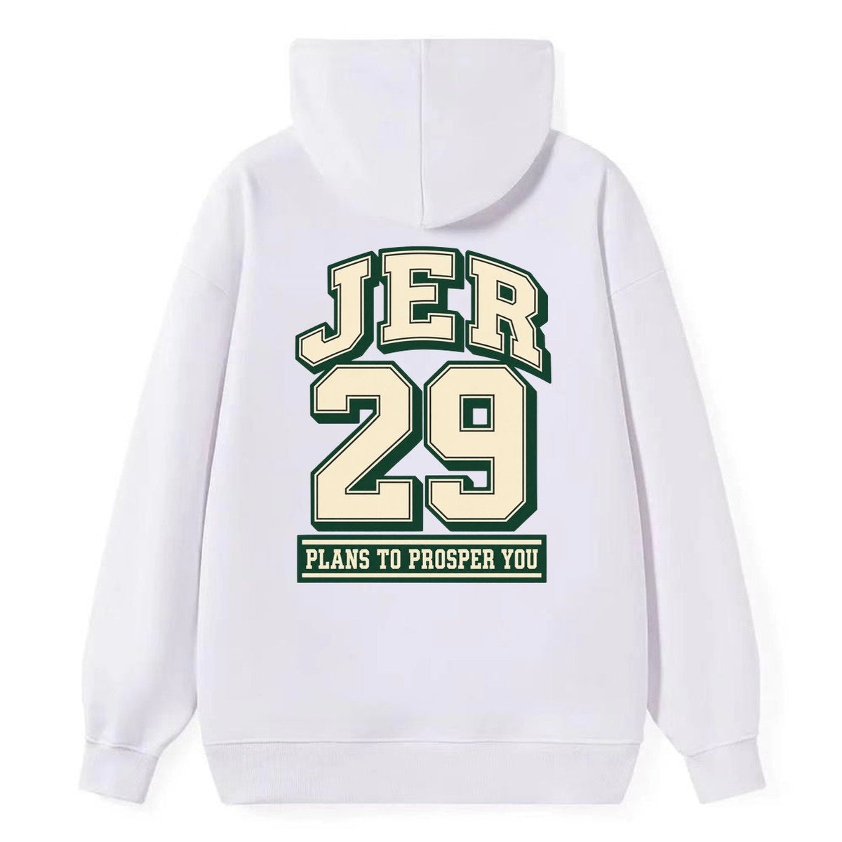 Jeremiah 29 Varsity Chapel Varsity Classic Pullover Hoodie – White