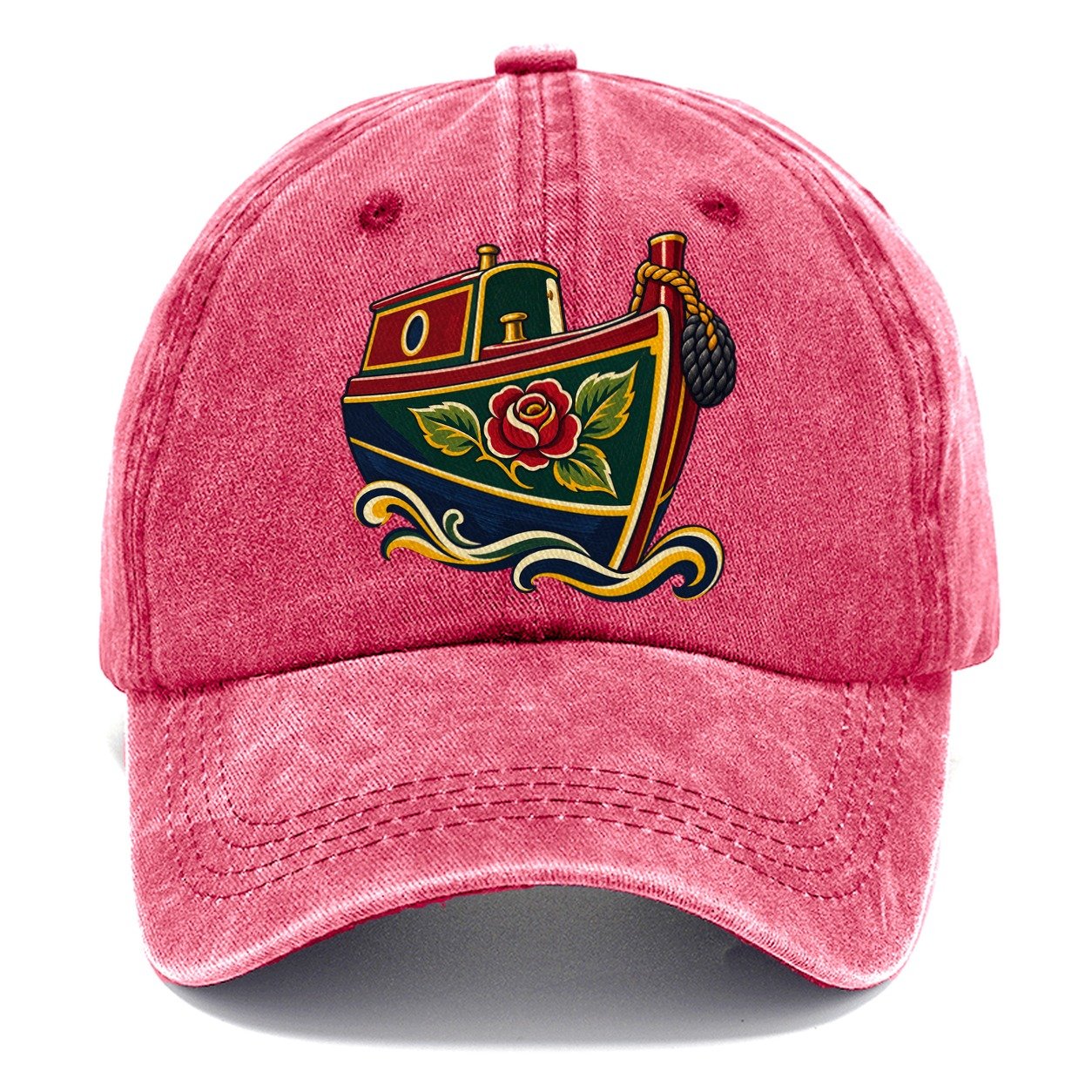 Canal Narrowboat Rose Painted Bow Uk Culture Heritage Classic Cap – Pomegranate Blush