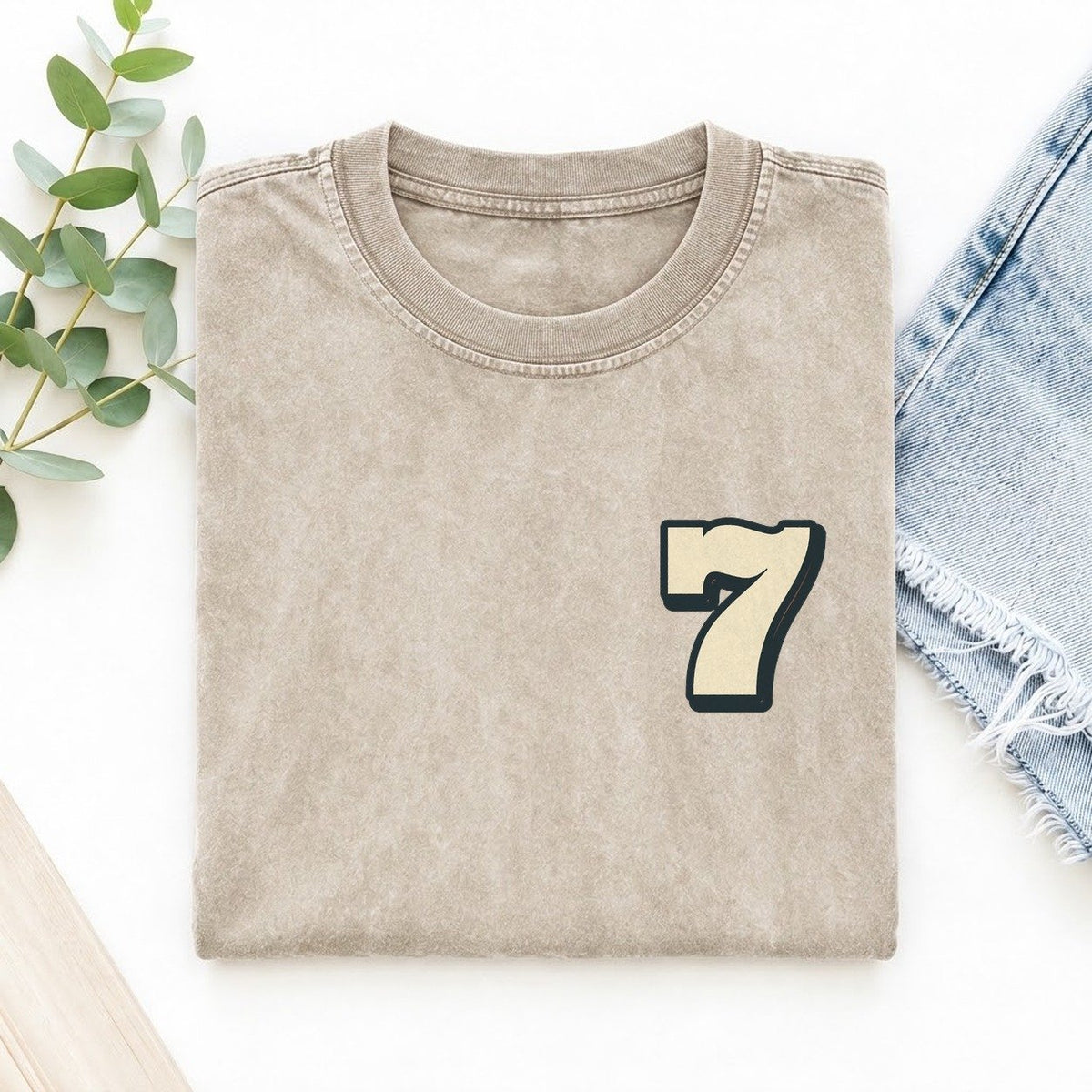 Number 7 Left Chest Vintage T-shirt – Off White