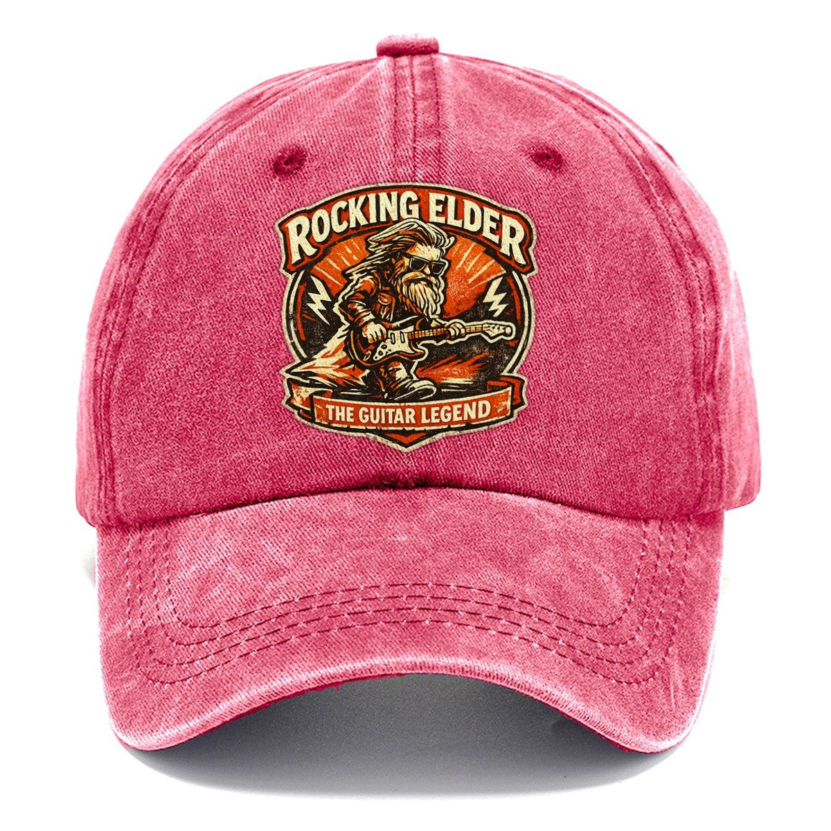Rocking Elder The Guitar Legend Vintage Screenprint Classic Cap – Pomegranate Blush