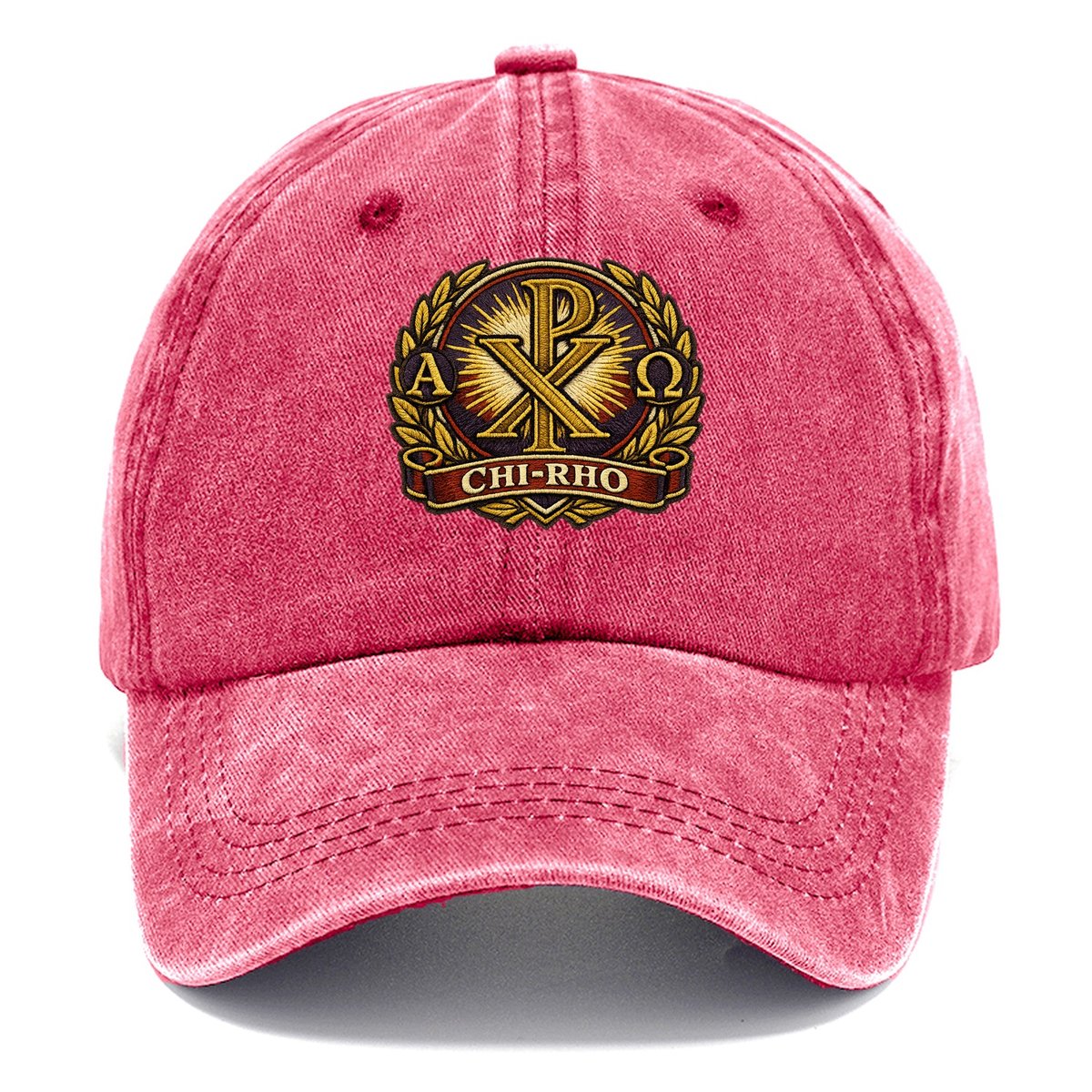 Chi Rho Crest Classic Cap – Pomegranate Blush