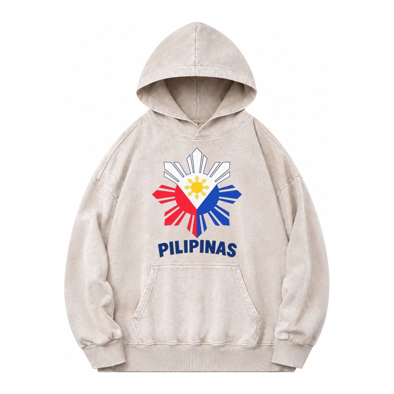 Philippines Sun Stars Vintage Washed Hoodie – Off White