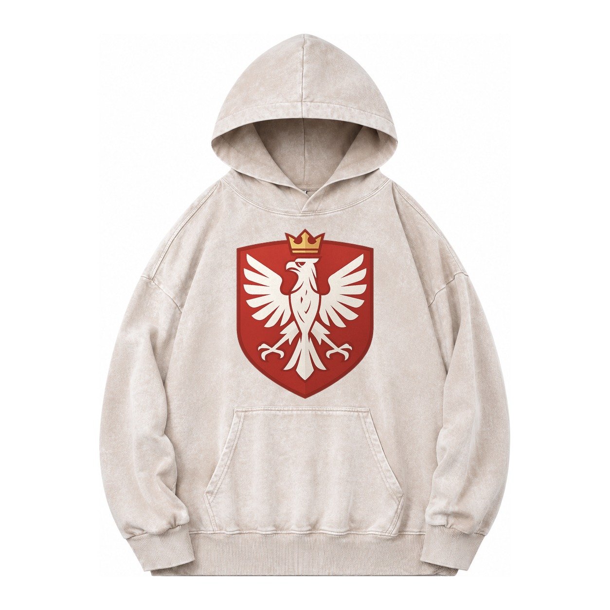 Poland White Eagle Vintage Washed Hoodie – Off White