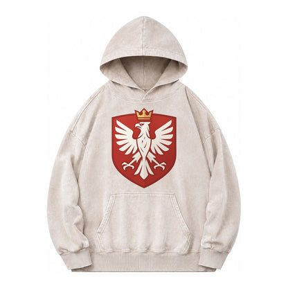 Poland White Eagle Vintage Washed Hoodie – Off White