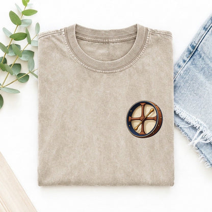 Bodhran Cross Grip Left Chest Vintage T-shirt – Off White