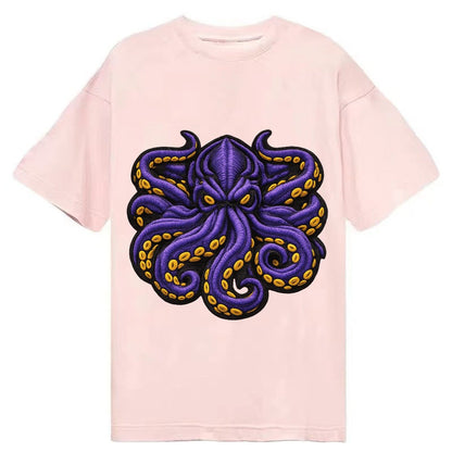Embroidered Patch Design Kraken Tentacles Sea Monster In Pur Classic T-shirt – Pink