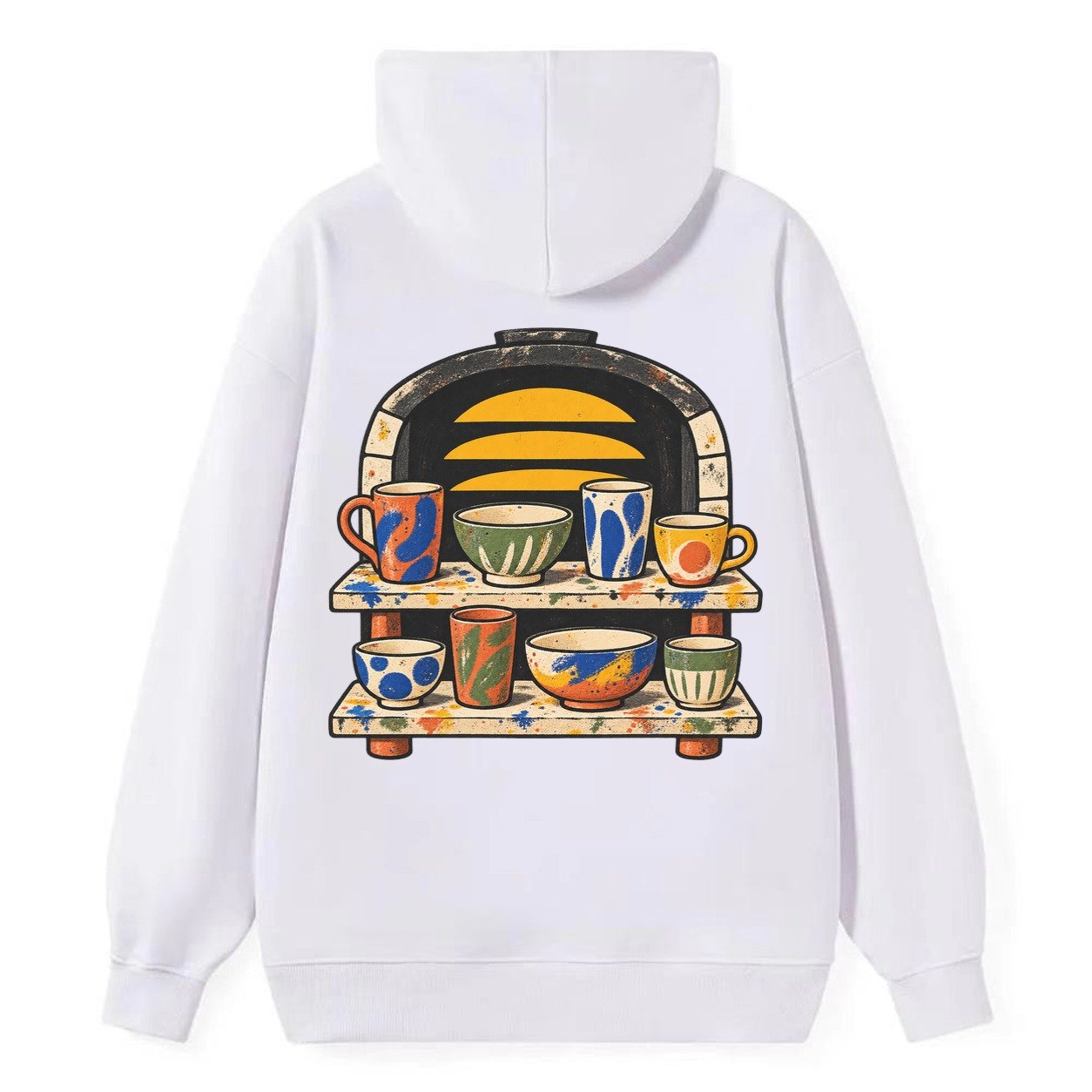 Kiln Shelf Sunrise Clay Color Makers Classic Pullover Hoodie – White
