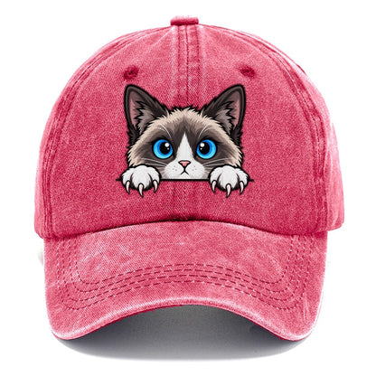 Snowshoe Cat Peeking Peeking Cats Classic Cap – Pomegranate Blush