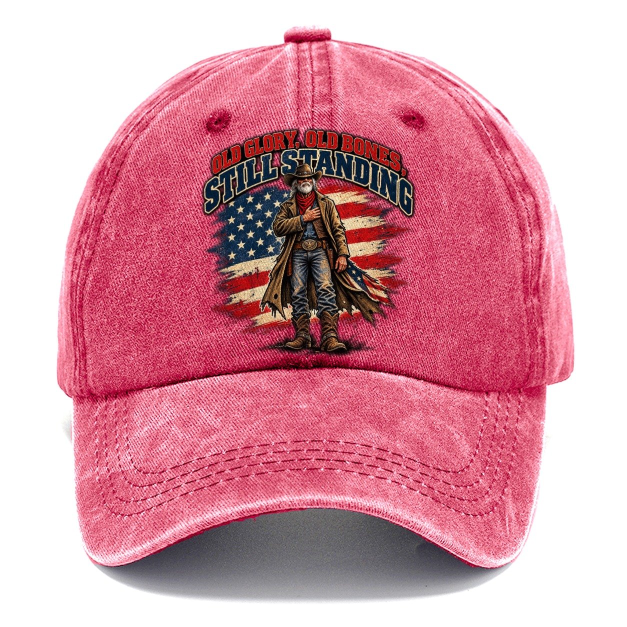 Old Glory Old Bones Still Standing Old Man Strong Classic Cap – Pomegranate Blush