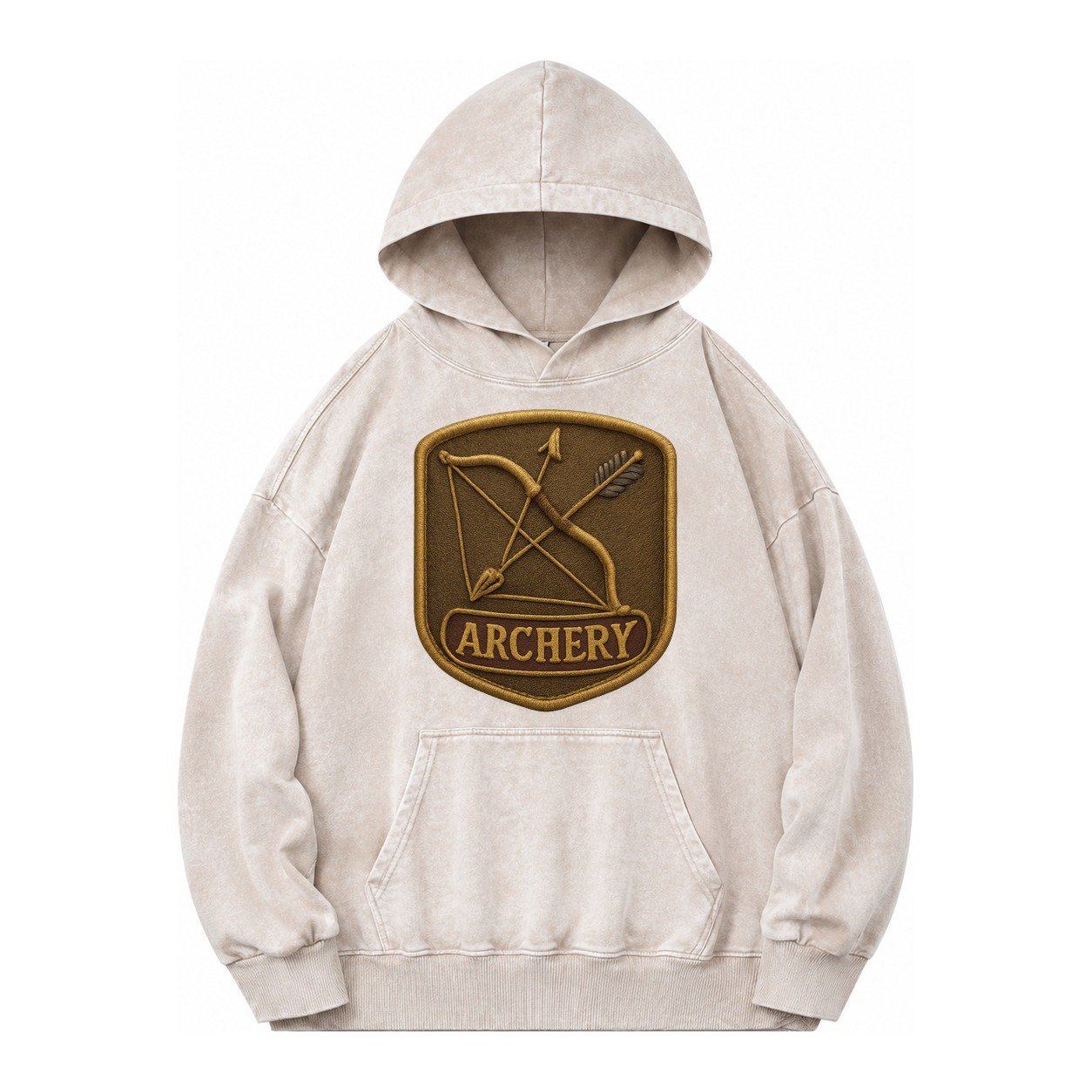 Bow And Arrow Crossed Archery Enthusiast Vintage Washed Hoodie – Off White
