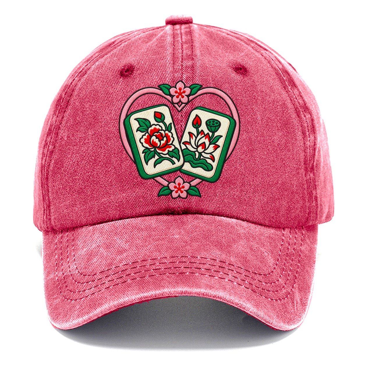 Lucky Pair Mahjong Game Night Classic Cap – Pomegranate Blush