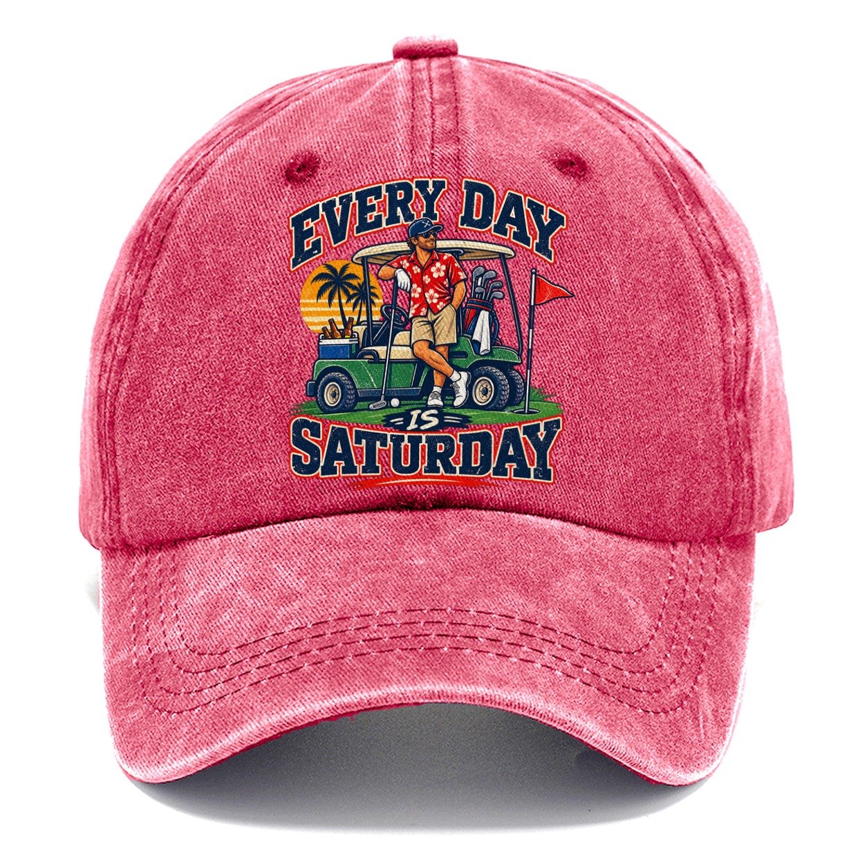 Every Day Is Saturday Golf Life Classic Cap – Pomegranate Blush
