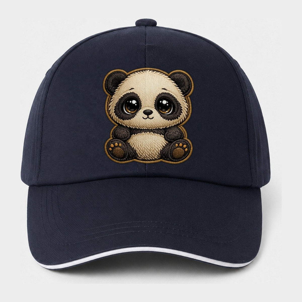 Baby Giant Panda Cub Contrast Trim Cap – Navy