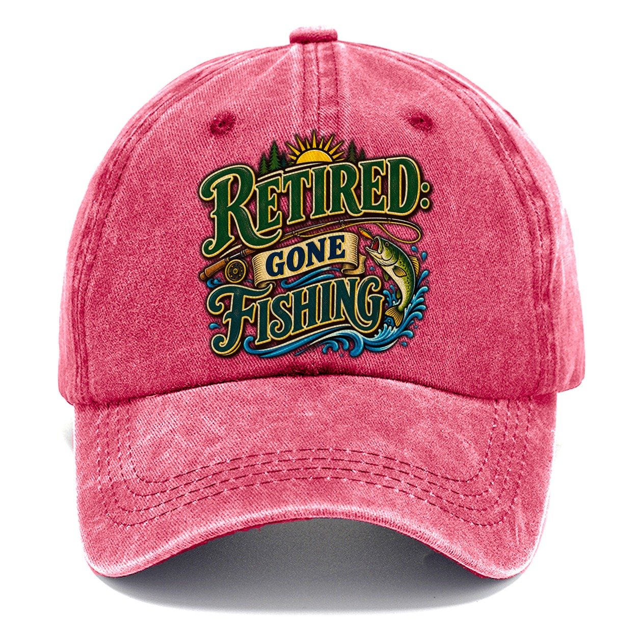 Retired Gone Fishing Retired Living Classic Cap – Pomegranate Blush