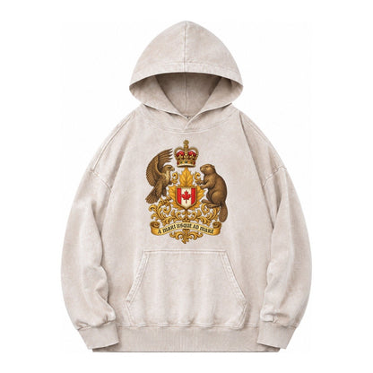 Canada Heritage Maple Badge Vintage Washed Hoodie – Off White