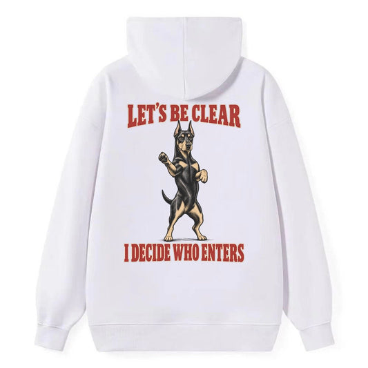 Doberman Pinscher Dog Declarations Classic Pullover Hoodie – White