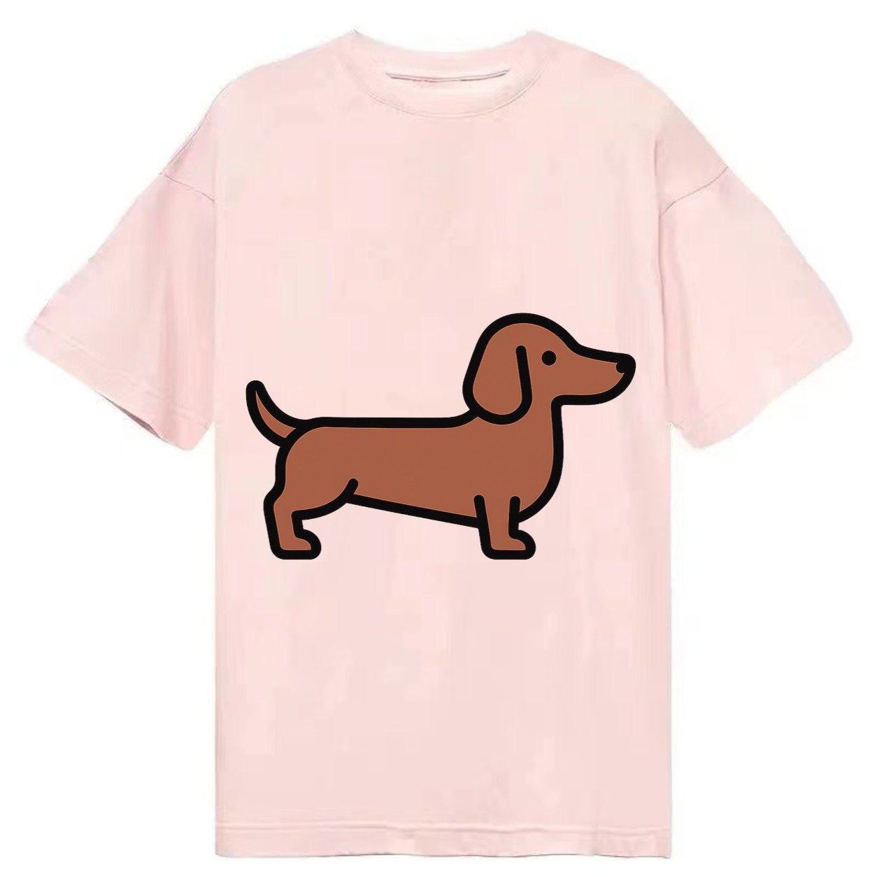 Dachshund Redbrown Smooth Flat Side Profile Classic T-shirt – Pink