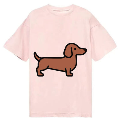 Dachshund Redbrown Smooth Flat Side Profile Classic T-shirt – Pink