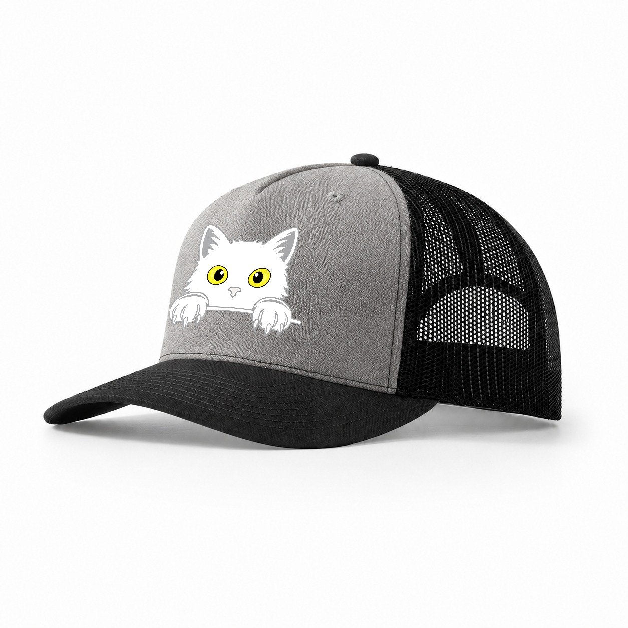 Black Cat Trucker Hat – Grey-Black