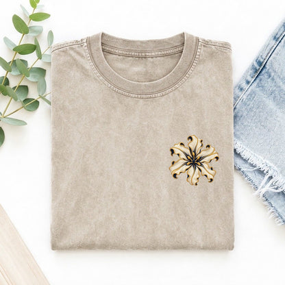 Nerine Petal Ribbons Left Chest Vintage T-shirt – Off White