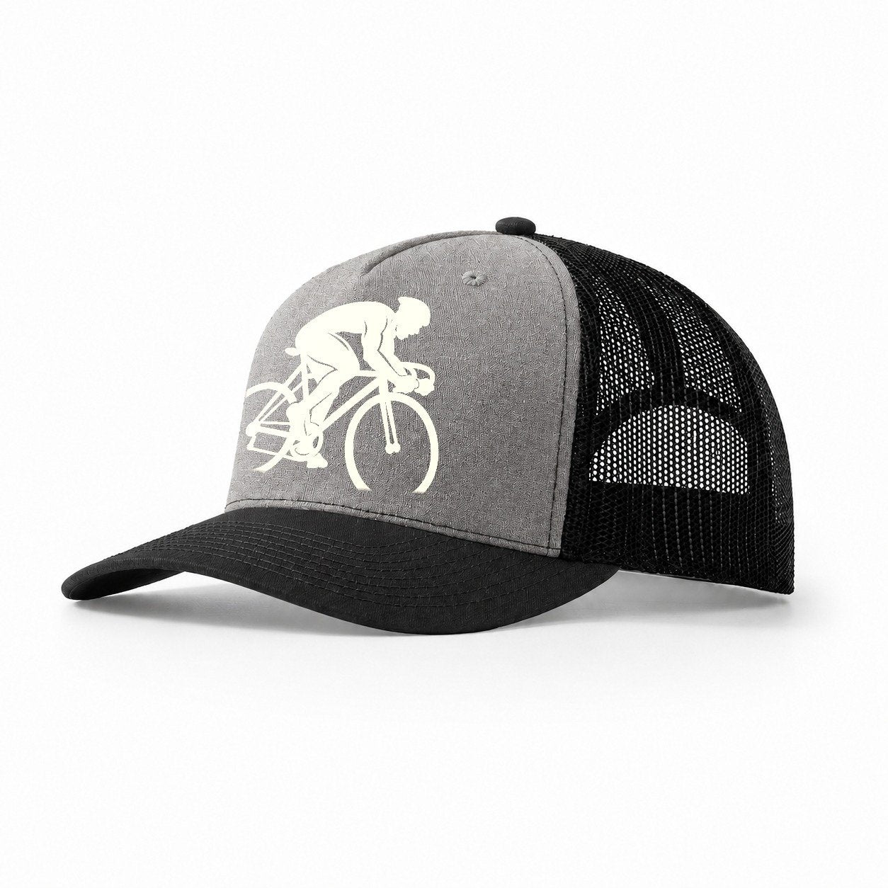 Sprint Cyclist Racing Stance Trucker Hat – Grey-Black
