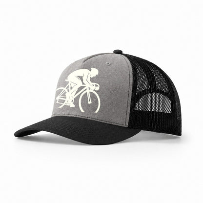 Sprint Cyclist Racing Stance Trucker Hat – Grey-Black